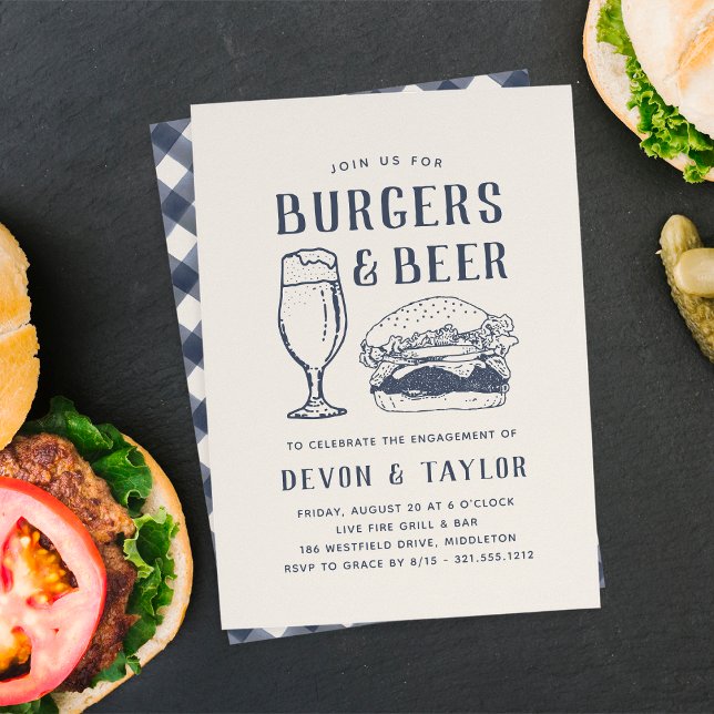 Rustic Burgers & Beer Engagement Party Invitation (Creator Uploaded)