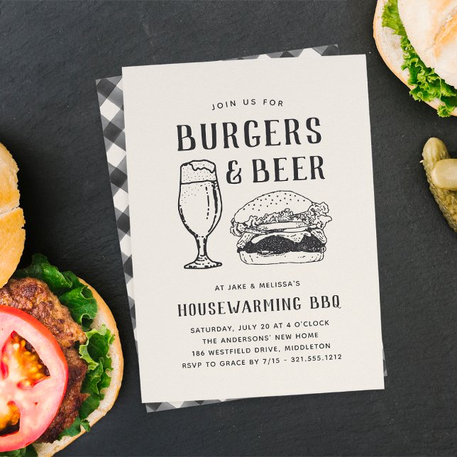 Rustic Burgers & Beer Housewarming Party Invitation (Creator Uploaded)