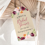 Rustic Burgundy Beige Floral Wedding Bridal Shower Gift Tags<br><div class="desc">Wedding bridal shower favour tags feature a rustic floral watercolor frame design with beautiful roses,  dahlias,  peony flowers,  and greenery,  in a gorgeous autumn palette of burgundy red,  golden yellow,  peach orange,  blush pink,  and shades of green.</div>