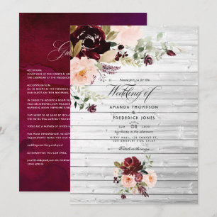 Rustic Burgundy Berry and Blush Floral Wedding Invitation