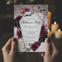 Rustic Burgundy & Black Coffin Halloween Party