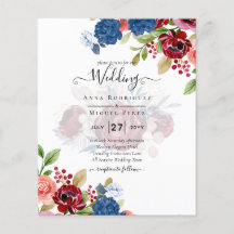Rustic Burgundy Blue Floral Wedding