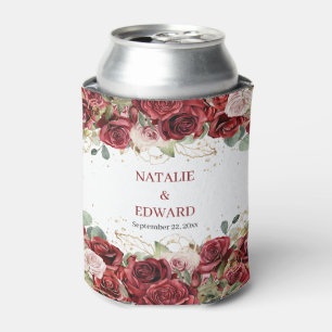 Rustic burgundy blush floral eucalyptus    can cooler