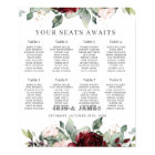 Rustic Burgundy Blush Floral Wedding Seating Chart