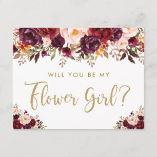 Rustic Burgundy Blush Will You Be My Flower Girl Invitation