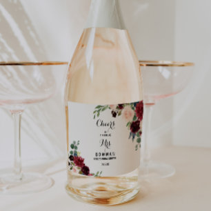 Rustic Burgundy Bridal Shower Sparkling Wine Label