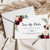 Rustic Burgundy Calligraphy Horizontal Wedding