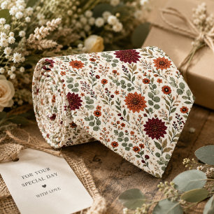 Rustic Burgundy Dahlia & Terracotta Wedding Tie