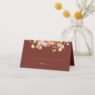 Rustic Burgundy Fall Wedding Folded Place Card