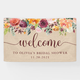 Rustic Burgundy Floral on Kraft Look   Welcome Banner