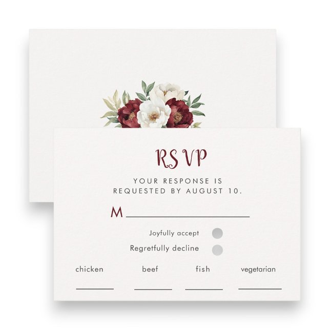 Rustic Burgundy Floral Wedding Response Card (Creator Uploaded)