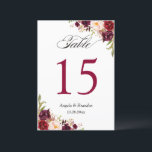 Rustic Burgundy Floral Wedding Table Number Card<br><div class="desc">Rustic Burgundy Floral Wedding Table Number Card. (1) Please customise this template one by one (e.g, from number 1 to xx) , and add each number card separately to your cart. (2) For further customisation, please click the "customise further" link and use our design tool to modify this template. (3)...</div>