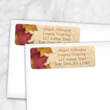 Rustic Burgundy Gold Autumn Address Labels