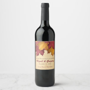 Rustic Burgundy Gold Autumn Wine Bottle Label