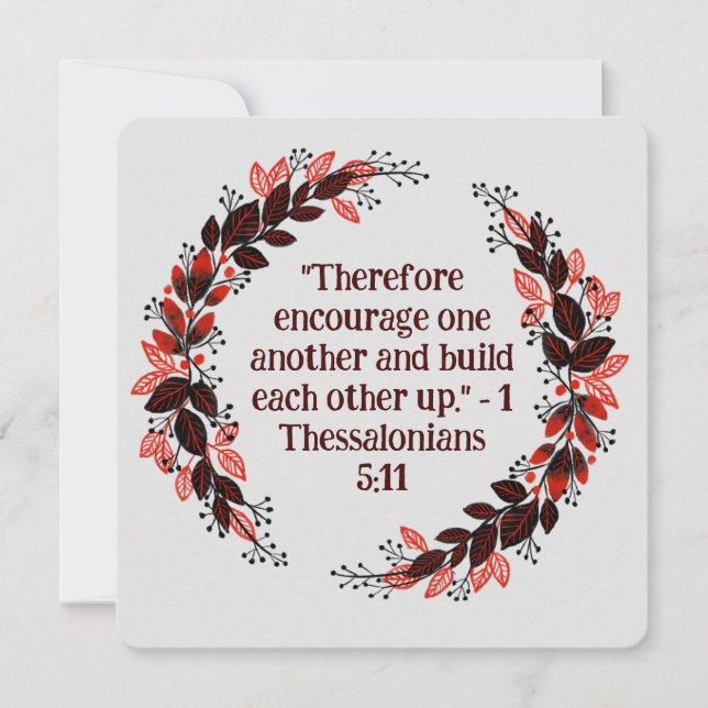Rustic Burgundy Leaf Floral Wreath Religious Blank (Front)