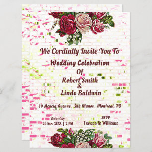 Rustic Burgundy Maroon Roses Floral wedding Invitation