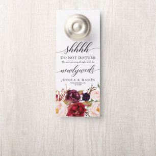 Rustic Burgundy Marsala Wedding Door Hanger