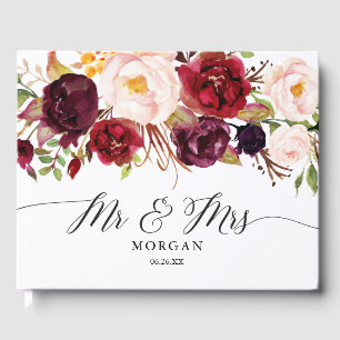 Rustic Burgundy Marsala Wedding Guest Book