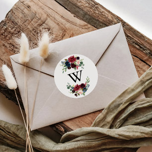 Rustic Burgundy Monogram Wedding Envelope Seals
