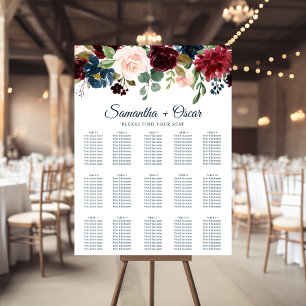 Rustic Burgundy Navy Blue & Red Beauty Flowers Poster