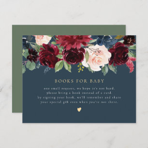 Rustic Burgundy & Navy Floral Books for Baby Card