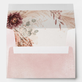 Rustic Burgundy Pampas Floral Fall Wedding Envelope