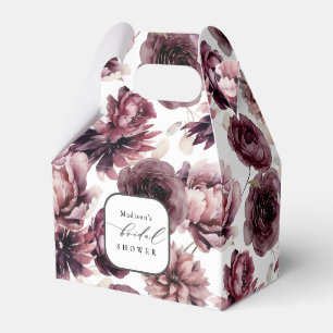 Rustic Burgundy Plum Floral Bridal Shower Favour Box