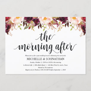 Rustic Burgundy Post Wedding Invitation Cards