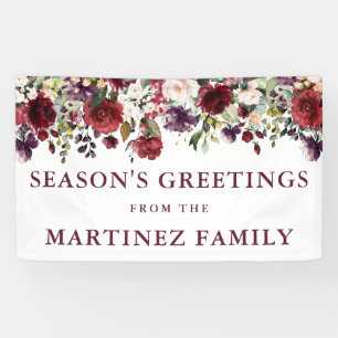 Rustic Burgundy Red Floral Season's Greetings Banner