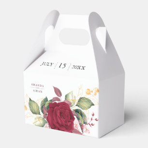 Rustic Burgundy Red Floral Wedding Favour Box