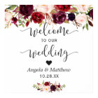 Rustic Burgundy Red Floral Welcome Wedding Sign