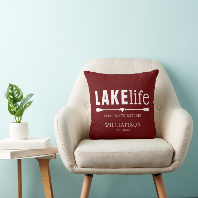 Rustic Burgundy Red Lake Life Paddles Cushion (Chair)