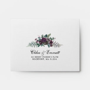 Rustic Burgundy Red Pine Wedding RSVP Envelope