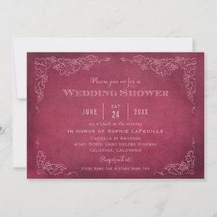 Rustic Burgundy Red Vineyard Wedding Shower Invitation