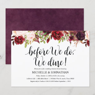 Rustic Burgundy Rehearsal Wedding Dinner Invite