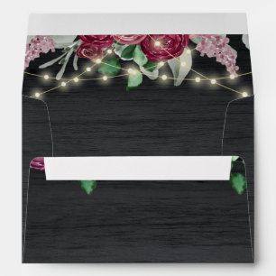 Rustic Burgundy String Lights Mason Jar Wedding  Envelope