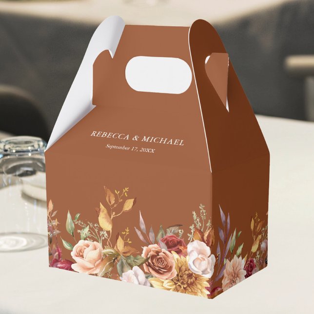 Rustic Burgundy Terracotta Floral Wedding  Favour Box (Creator Uploaded)