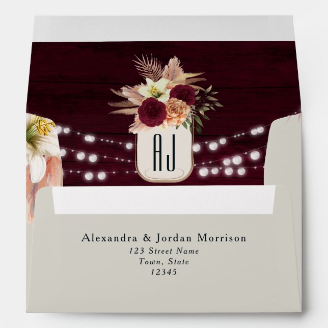 Rustic Burgundy Wedding Envelope (Back (Bottom))