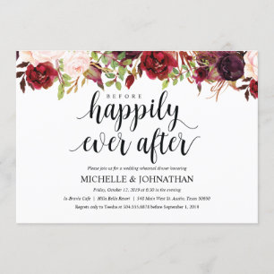 Rustic Burgundy Wedding Rehearsal Dinner Invite