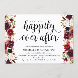 Rustic Burgundy Wedding Rehearsal Dinner Invites