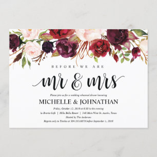 Rustic Burgundy Wedding Rehearsal Dinner Invites