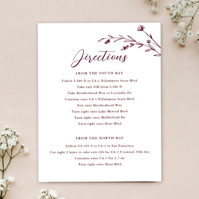 Rustic Burgundy Wildflower Wedding Enclosure Card (Creator Uploaded)