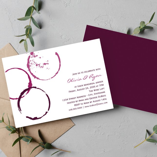 Rustic Burgundy Wine Ring Wedding Rehearsal Dinner Invitation (Creator Uploaded)