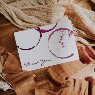 Rustic Burgundy Wine Stain Flat Thank You Card