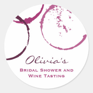 Rustic Burgundy Wine Stain Wedding Bridal Shower Classic Round Sticker