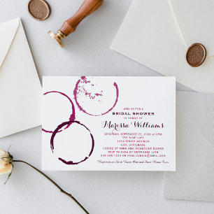 Rustic Burgundy Wine Stain Wedding Bridal Shower Invitation