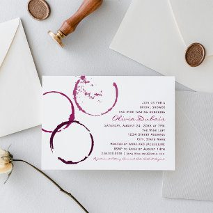 Rustic Burgundy Wine Stain Wedding Bridal Shower Invitation