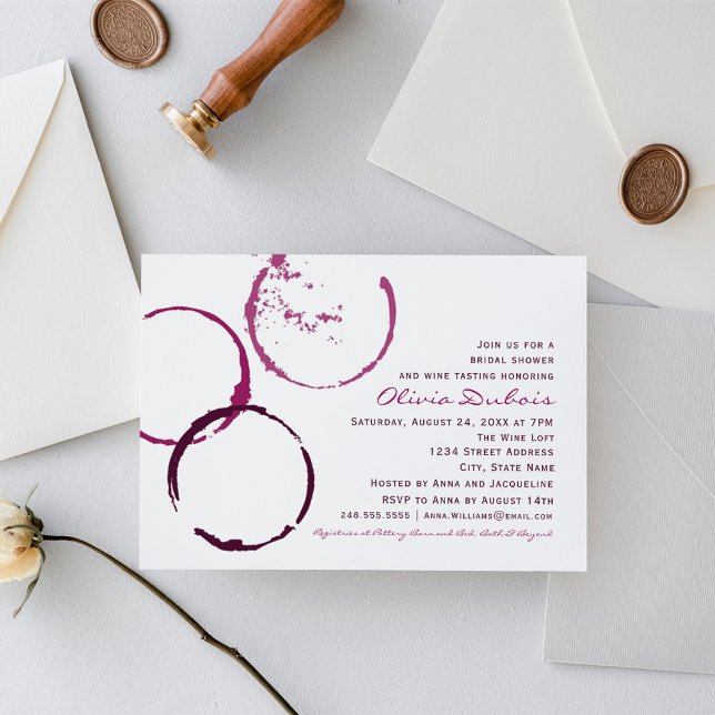 Rustic Burgundy Wine Stain Wedding Bridal Shower Invitation (Creator Uploaded)