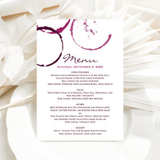 Rustic Burgundy Wine Stain Wedding Menu