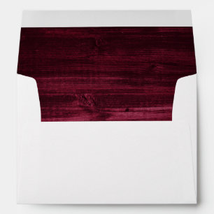Rustic Burgundy Wood Envelope Return Address